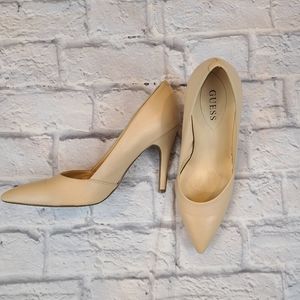 Guess Nude Leather Pointed Toe Stilettos Size 10